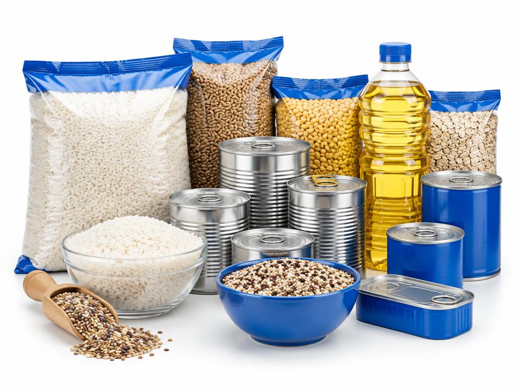 Alimentos e mantimentos em embalagens